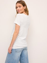 Weiß - 100% Baumwolle, Umstands-T-Shirt mit gerüschter Seite - Bild 4 von 8