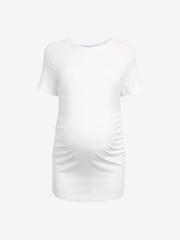 Weiß - 100% Baumwolle, Umstands-T-Shirt mit gerüschter Seite - Bild 6 von 8