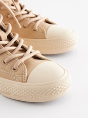 Neutral Brown Faux Fur Lined Standard Fit (F) Lace-Up High Top Trainers - Image 4 of 7