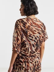 Simply Be Brown Animal Draped Chiffon Top - Image 2 of 4