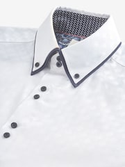 White Double Collar 100% Cotton Trimmed Formal Short Sleeve Oxford Shirt - Image 6 of 7