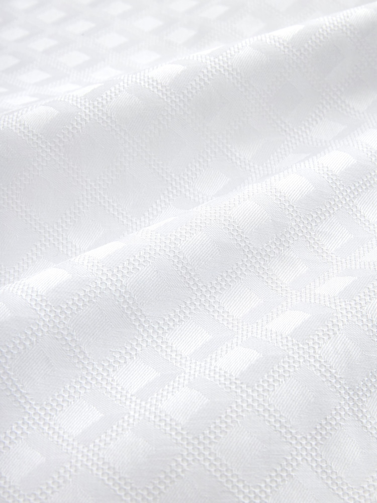 White Double Collar 100% Cotton Trimmed Formal Short Sleeve Oxford Shirt - Image 7 of 7