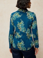 White Stuff Teal Blue Annie Cotton Jersey Shirt - Image 2 of 6