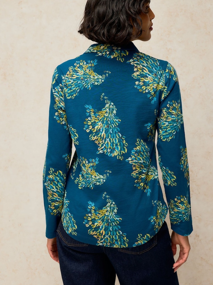 White Stuff Teal Blue Annie Cotton Jersey Shirt - Image 2 of 6 White Stuff Teal Blue Annie Cotton Jersey Shirt - Image 2 of 6