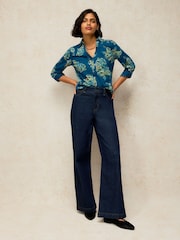 White Stuff Teal Blue Annie Cotton Jersey Shirt - Image 3 of 6