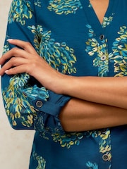 White Stuff Teal Blue Annie Cotton Jersey Shirt - Image 4 of 6