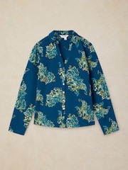 White Stuff Teal Blue Annie Cotton Jersey Shirt - Image 5 of 6