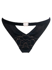Pour Moi Black India Velvet Luxe Metallic Lace Thongs - Image 4 of 4