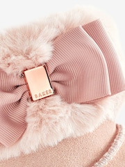 Baker by Ted Baker Girls Faux Fur Cuff Boot Slippers with Bow - Image 6 of 6