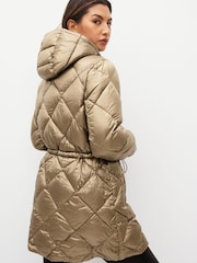 Lauren Ralph Lauren Gold Metallic Quilted Hooded Down Puffer Coat - Image 4 of 5