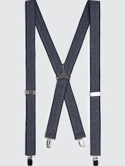 MOSS Light Grey Herringbone Tweed Clip-On Braces - Image 1 of 2