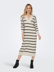 ONLY Black Crome V-Neck Midi Knitted Jumper Dress - Image 1 of 7