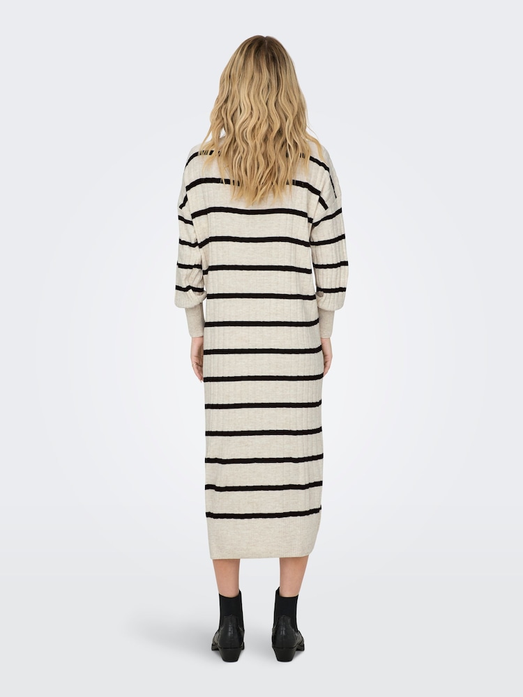 ONLY Black Crome V-Neck Midi Knitted Jumper Dress - Image 2 of 7