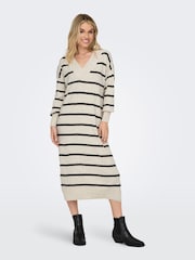ONLY Black Crome V-Neck Midi Knitted Jumper Dress - Image 3 of 7