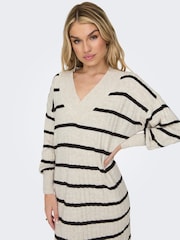ONLY Black Crome V-Neck Midi Knitted Jumper Dress - Image 4 of 7