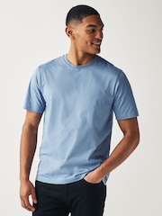 Turquoise Blue Regular Fit Essential Crew Neck Cotton T-Shirt - Image 1 of 7