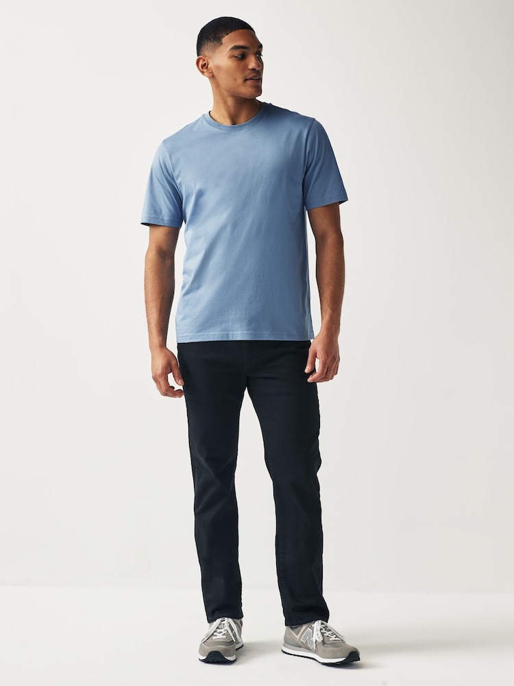 Turquoise Blue Regular Fit Essential Crew Neck Cotton T-Shirt - Image 2 of 7
