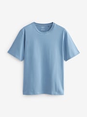 Turquoise Blue Regular Fit Essential Crew Neck Cotton T-Shirt - Image 5 of 7