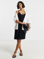 Simply Be Crinkle Waist Detail Skater Dress - Image 1 of 4