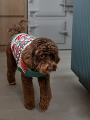 Pink/Green Dancing Elves Christmas Dog Jumper - Image 2 of 5