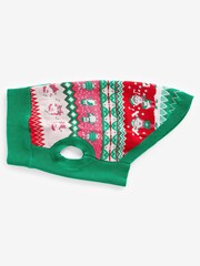 Pink/Green Dancing Elves Christmas Dog Jumper - Image 4 of 5