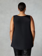 Live Unlimited Black Curve Satin Vest Top - Image 2 of 4