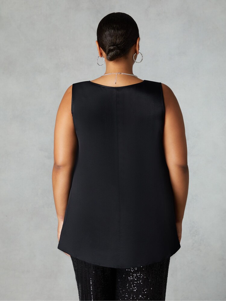 Live Unlimited Black Curve Satin Vest Top - Image 2 of 4
