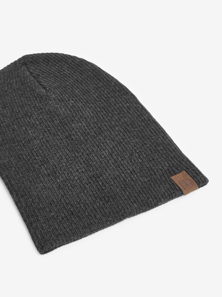 Charcoal Grey/Neutral Beanie Hats 2 Pack (3mths-10yrs) - Image 2 of 3