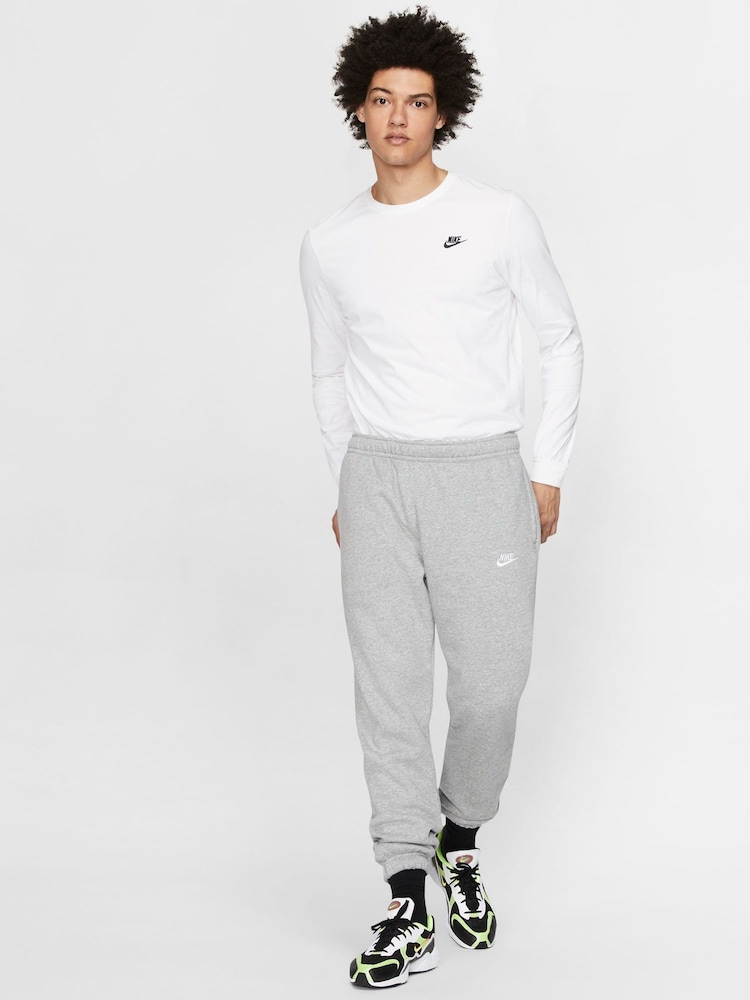 Nike Light Grey Club Cuffed Joggers - Image 3 of 12