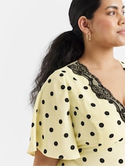 Simply Be Black Asymmetric Lace Detail Dress - Image 4 of 4