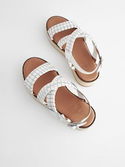 White/Silver Forever Comfort® Weave Leather Espadrille Flatform Sandals - Image 5 of 9