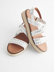 White/Silver Forever Comfort® Weave Leather Espadrille Flatform Sandals - Image 6 of 9