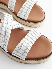 White/Silver Forever Comfort® Weave Leather Espadrille Flatform Sandals - Image 7 of 9