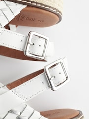 White/Silver Forever Comfort® Weave Leather Espadrille Flatform Sandals - Image 8 of 9