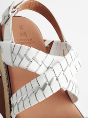 White/Silver Forever Comfort® Weave Leather Espadrille Flatform Sandals - Image 9 of 9