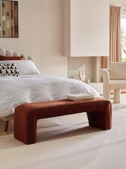 Soft Velvet Rust Brown Blaire Upholstered Ottoman Bench - Image 1 of 8