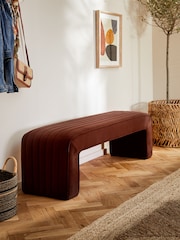 Soft Velvet Rust Brown Blaire Upholstered Ottoman Bench - Image 2 of 8