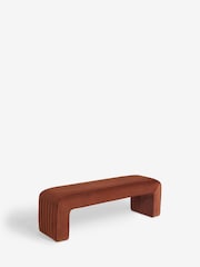 Soft Velvet Rust Brown Blaire Upholstered Ottoman Bench - Image 4 of 8