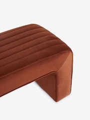Soft Velvet Rust Brown Blaire Upholstered Ottoman Bench - Image 6 of 8