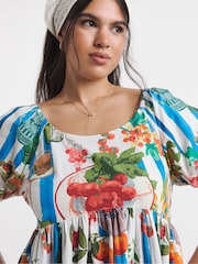 Simply Be Blue Cotton Drop Waist Midi Dress - Image 4 of 4