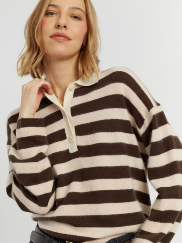 Chinti & Parker Pink Merino Stripe Sweater - Image 1 of 4