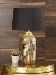 Pacific Gold Textured Ceramic Table Lamp - Image 1 of 3