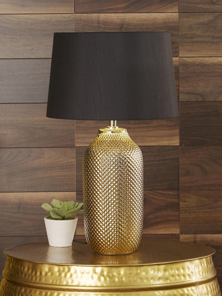 Pacific Gold Textured Ceramic Table Lamp - Image 1 of 3