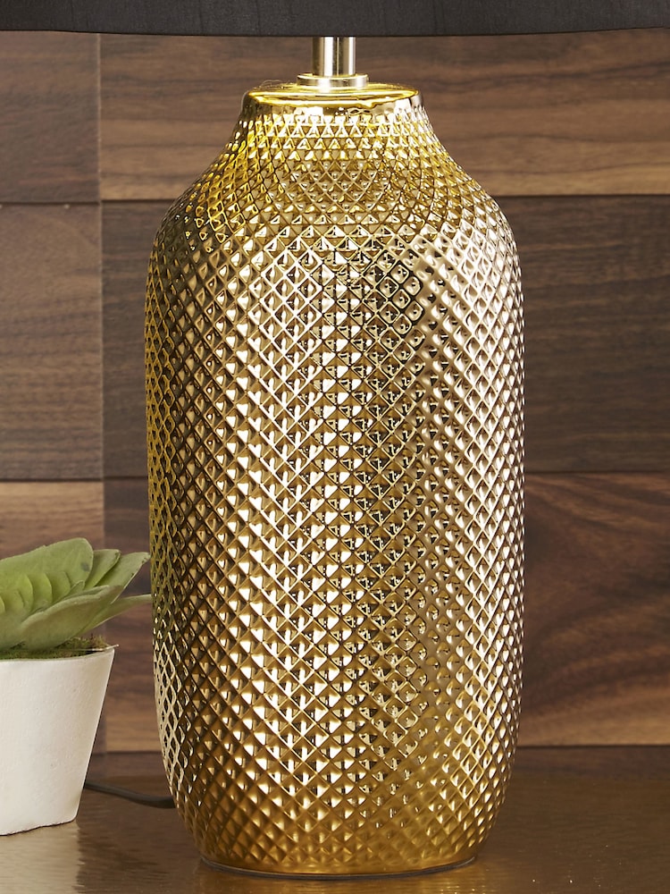 Pacific Gold Textured Ceramic Table Lamp - Image 3 of 3