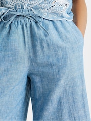 Simply Be Blue Light Wash Chambray Palm Tree Broderie Crop Jeans - Image 4 of 4