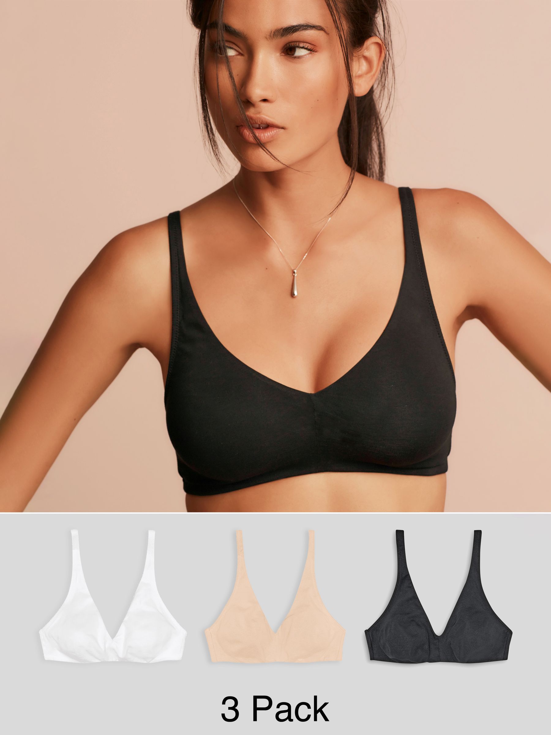 Buy Black/White/Pastel Rose Nude Non Pad Non Wire Cotton