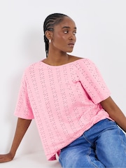 Simply Be Pink Off The Shoulder Broderie Top - Image 1 of 4