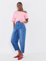 Simply Be Pink Off The Shoulder Broderie Top - Image 3 of 4