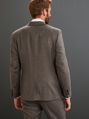 Taupe Brown Slim Signature Empire Mills 100% Wool Flannel Suit: Jacket - Image 3 of 8