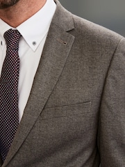 Taupe Brown Slim Signature Empire Mills 100% Wool Flannel Suit: Jacket - Image 4 of 8